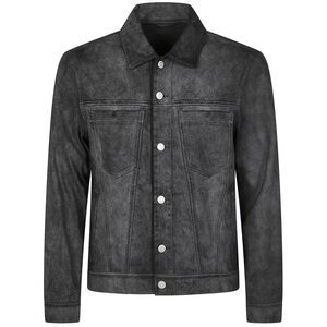 GIORGIO BRATO Men's Distressed Suede Trucker Jacket Men BLACK Outerwear